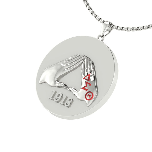 Delta Sigma Theta Sterling Silver Circle Pendant Hand Sign 1913 (P005)