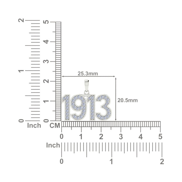 Delta Sigma Theta 1913 Sterling Silver Pendant (P014)