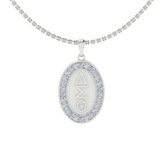 Delta Sigma Theta Oval Shape Sterling Silver Pendant (P015)