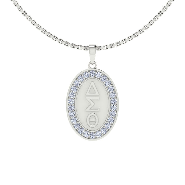 Delta Sigma Theta Oval Shape Sterling Silver Pendant (P015)