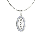 Delta Sigma Theta Oval Shape Sterling Silver Pendant (P015)