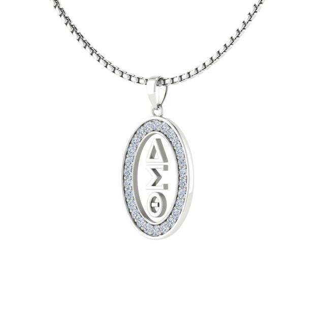 Delta Sigma Theta Oval Shape Sterling Silver Pendant (P015)