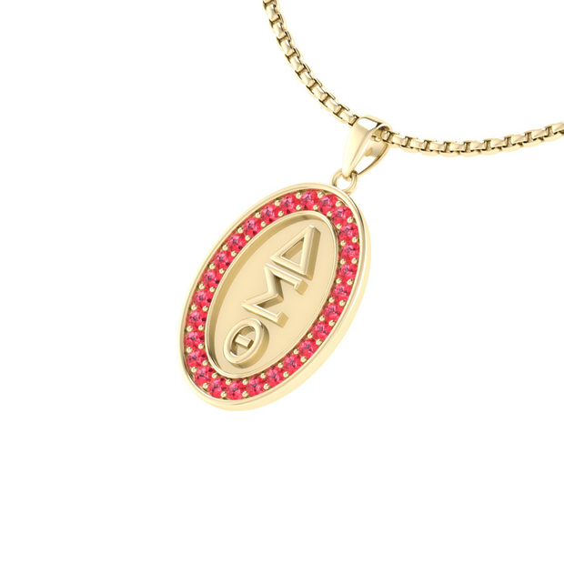 Delta Sigma Theta Oval Gold Plating Shape Sterling Silver Pendant (P016)