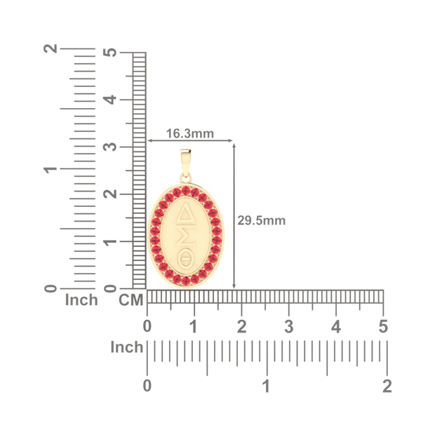 Delta Sigma Theta Oval Gold Plating Shape Sterling Silver Pendant (P016)