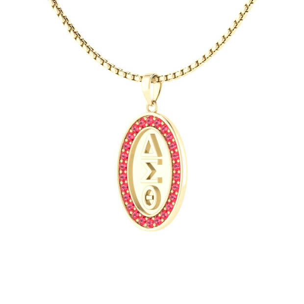 Delta Sigma Theta Oval Gold Plating Shape Sterling Silver Pendant (P016)