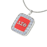 Delta Sigma Theta Sterling Silver Cushion Shape Pendant (P019)