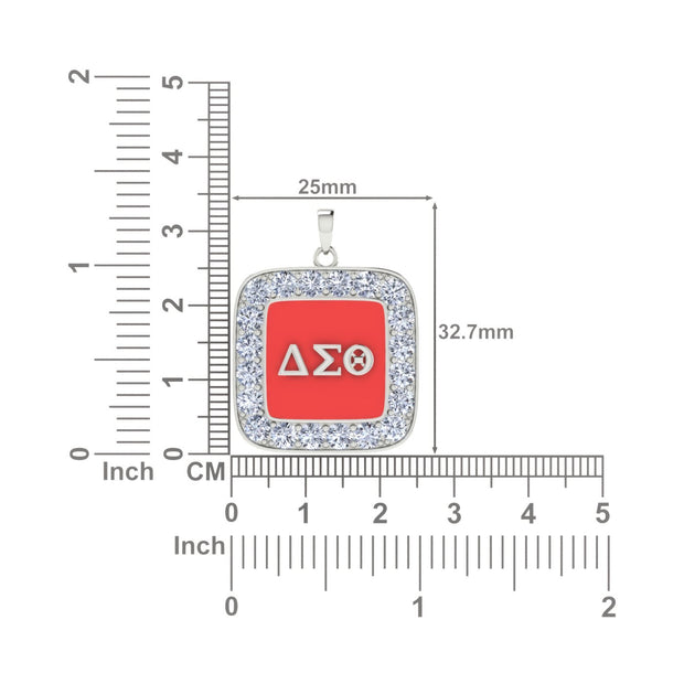 Delta Sigma Theta Sterling Silver Cushion Shape Pendant (P019)
