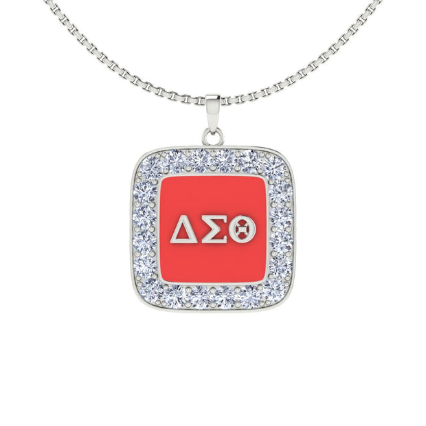 Delta Sigma Theta Sterling Silver Cushion Shape Pendant (P019)