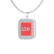 Delta Sigma Theta Sterling Silver Cushion Shape Pendant (P019)