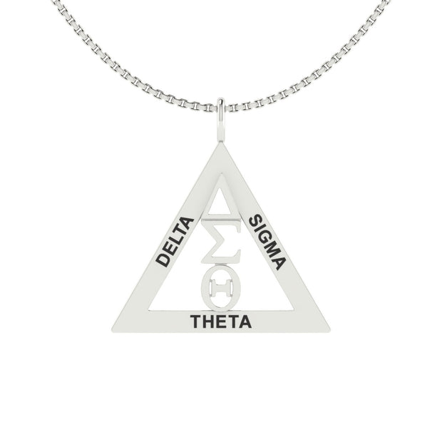 Delta Sigma Theta Sterling Silver Classic Triangle Necklace (P021)