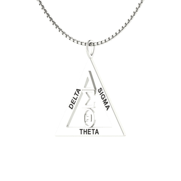 Delta Sigma Theta Sterling Silver Classic Triangle Necklace (P021)