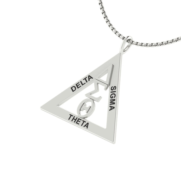 Delta Sigma Theta Sterling Silver Classic Triangle Necklace (P021)
