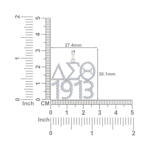 Delta Sigma Theta Iconic 1913 Sterling Silver Necklace (P022)