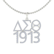 Delta Sigma Theta Iconic 1913 Sterling Silver Necklace (P022)