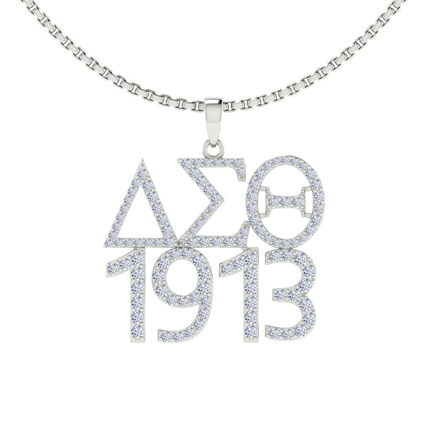 Delta Sigma Theta Iconic 1913 Sterling Silver Necklace (P022)