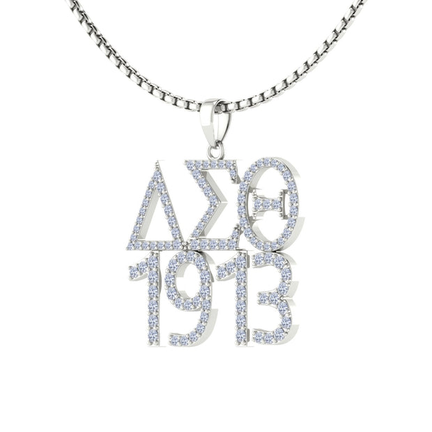 Delta Sigma Theta Iconic 1913 Sterling Silver Necklace (P022)