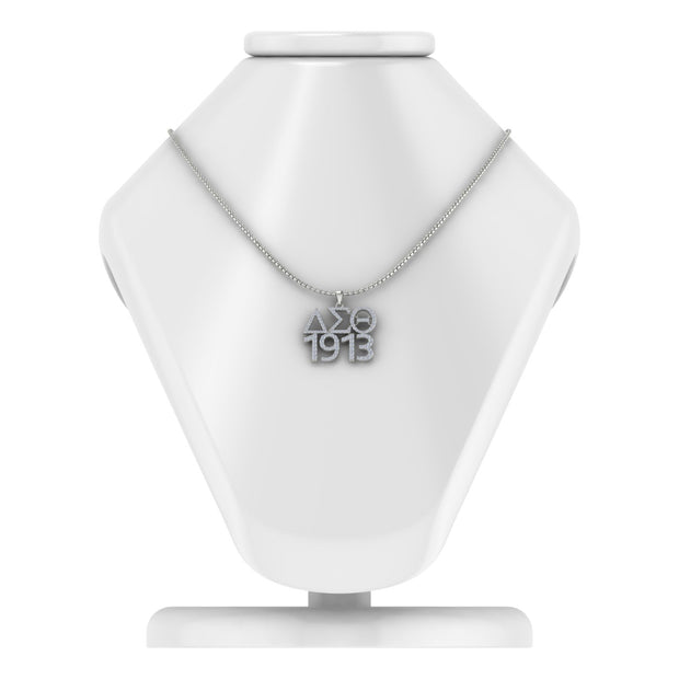 Delta Sigma Theta Iconic 1913 Sterling Silver Necklace (P022)