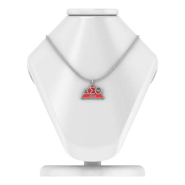 Delta Sigma Theta 1913 Sterling Silver with red enamel Necklace (P023)