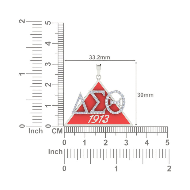 Delta Sigma Theta 1913 Sterling Silver with red enamel Necklace (P023)