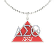 Delta Sigma Theta 1913 Sterling Silver with red enamel Necklace (P023)