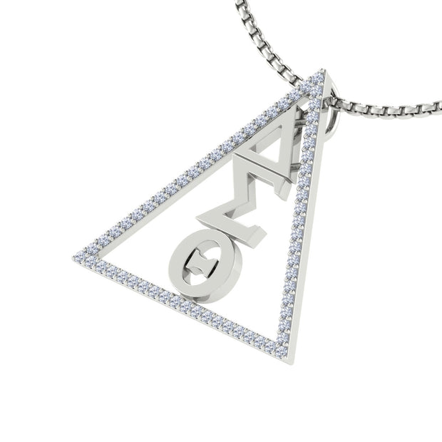 Delta Sigma Theta Sterling Silver Classic Triangle Necklace (P025)