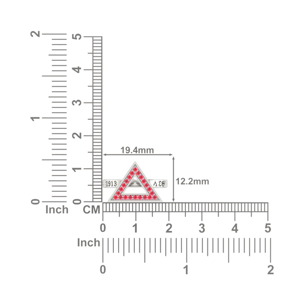 Delta Sigma Theta Sterling Silver Red Crystals Triangle Ring (R003)