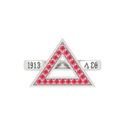 Delta Sigma Theta Sterling Silver Red Crystals Triangle Ring (R003)