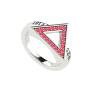 Delta Sigma Theta Sterling Silver Red Crystals Triangle Ring (R003)