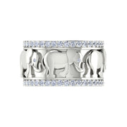 Delta Sigma Theta Sterling Silver White Crystal Elephant Ring (R004)