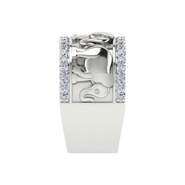 Delta Sigma Theta Sterling Silver White Crystal Elephant Ring (R004)