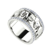 Delta Sigma Theta Sterling Silver White Crystal Elephant Ring (R004)