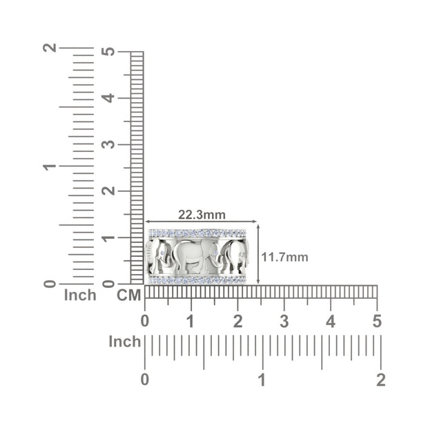 Delta Sigma Theta Sterling Silver White Crystal Elephant Ring (R004)