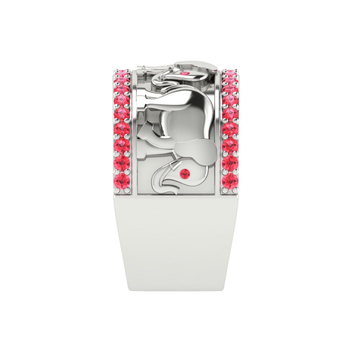 Delta Sigma Theta Sterling Silver Red Crystal Elephant Ring (R005)