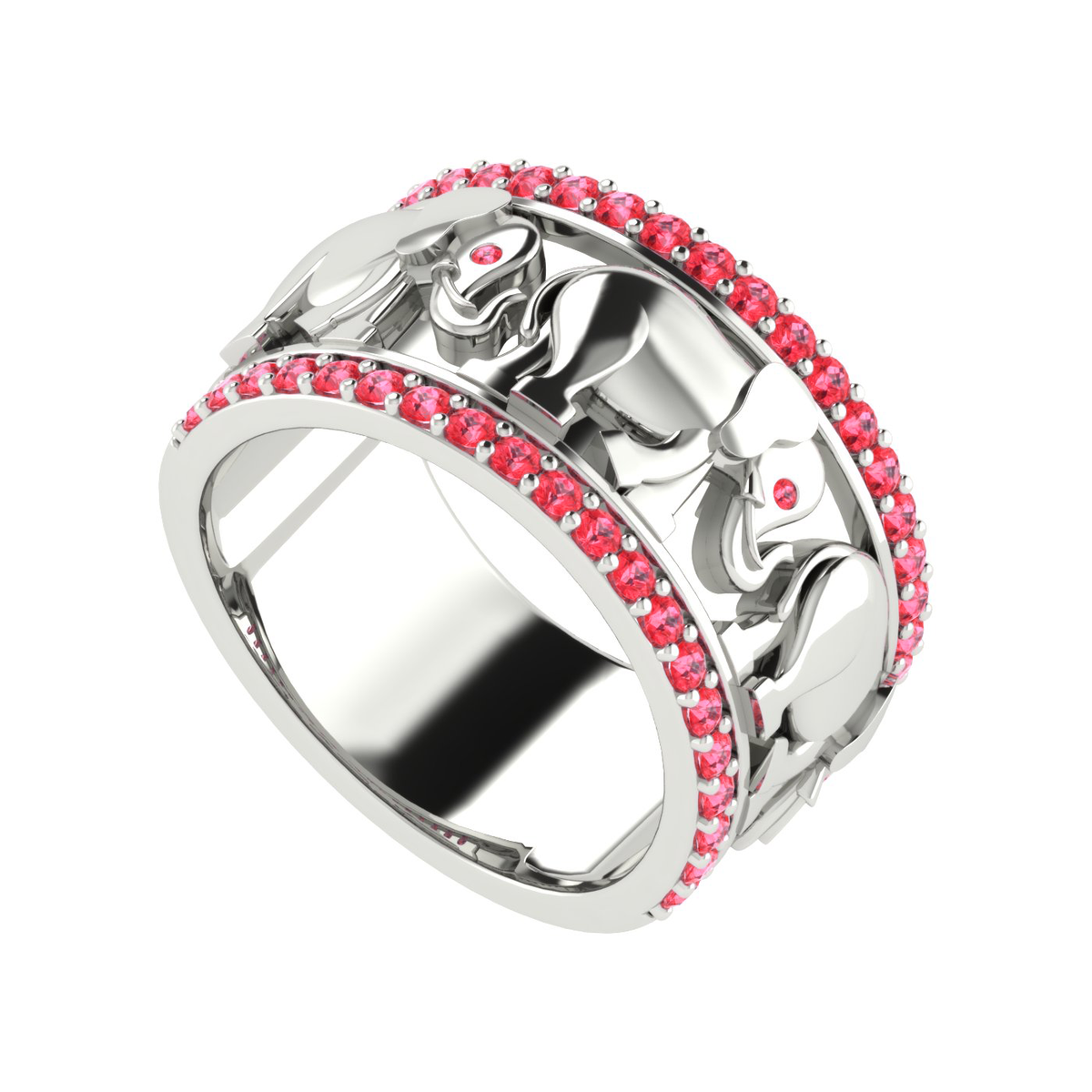 Delta Sigma Theta Sterling Silver Red Crystal Elephant Ring (R005)