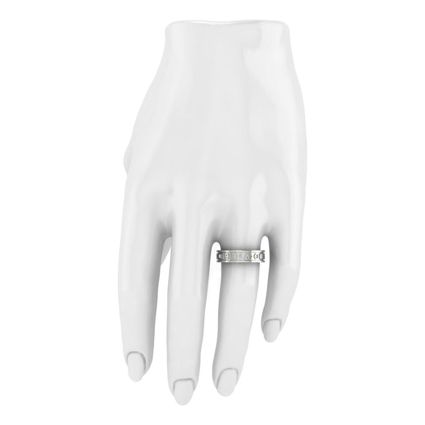 Delta Sigma Theta Sterling Silver Eternity Ring with White Crystal (R010)