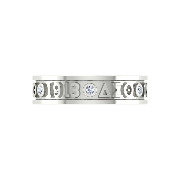 Delta Sigma Theta Sterling Silver Eternity Ring with White Crystal (R010)