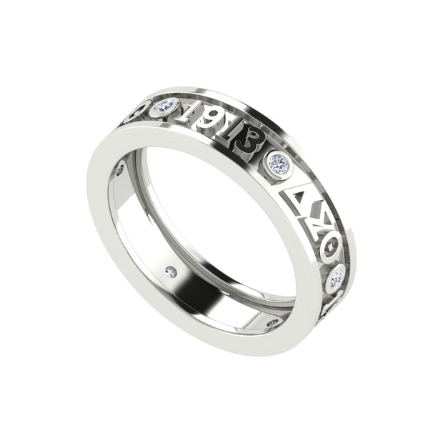 Delta Sigma Theta Sterling Silver Eternity Ring with White Crystal (R010)