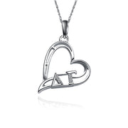 Delta Gamma Lavalier - Heart Shape Design, Sterling Silver (P006)