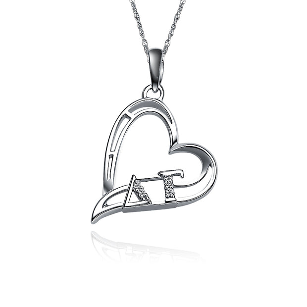 Delta Gamma Lavalier - Heart Shape Design, Sterling Silver (P006)