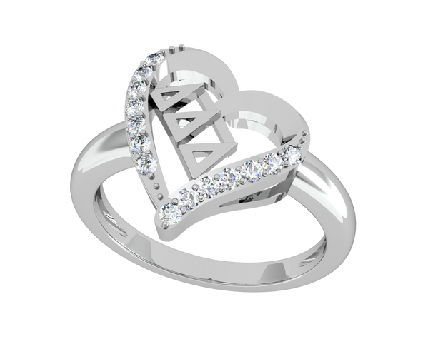 Delta Delta Delta Heart Ring Design- (R003)