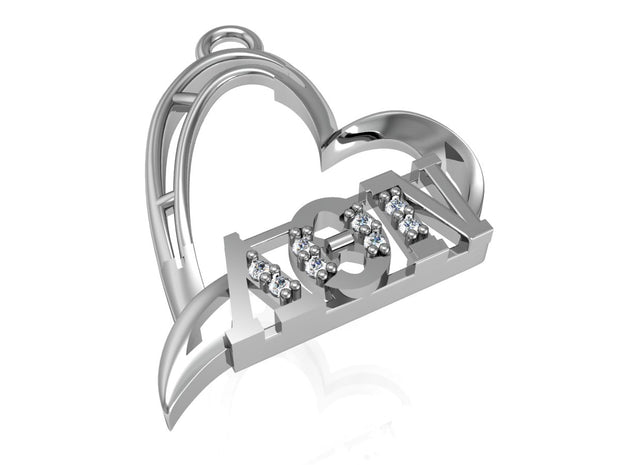 Lambda Theta Nu Heart Silver Pendant (LTN-P003)