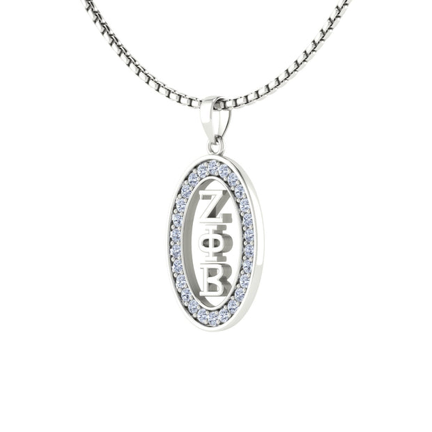 Zeta Phi Beta Oval Shape Sterling Silver Pendant (P007)