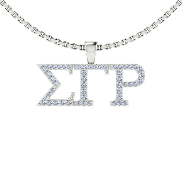 Sigma Gamma Rho Horizontal Letters Necklace - Sterling Silver (SGR-P006)