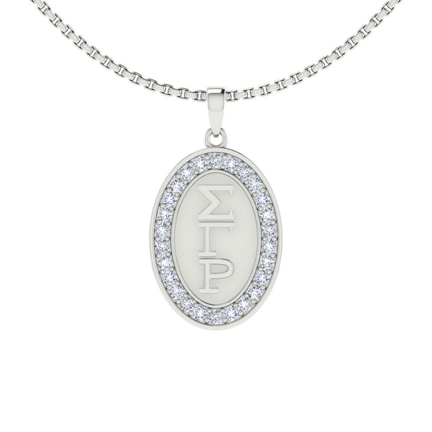 Sigma Gamma Rho Oval Shape Sterling Silver Pendant (SGR-P010 )