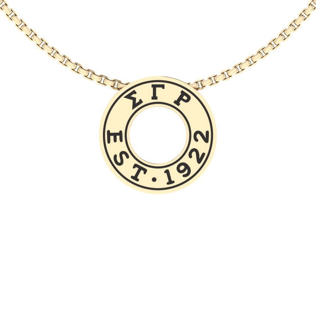 Sigma Gamma Rho Necklace - Eternity Love Design Sterling Silver with Blue Crystal