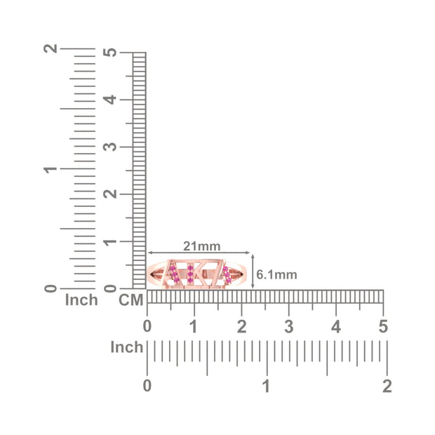 Alpha Kappa alpha Horizontal Rose Gold Plated  Silver Ring (R002)