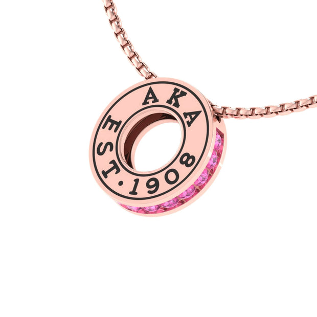 Alpha Kappa Alpha Eternity Love Rose Gold Plated Silver Charm (P004)