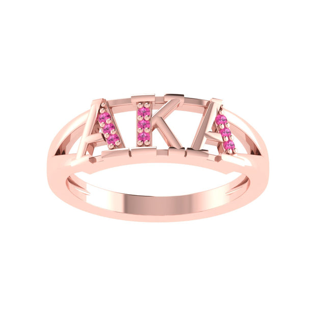 Alpha Kappa alpha Horizontal Rose Gold Plated  Silver Ring (R002)
