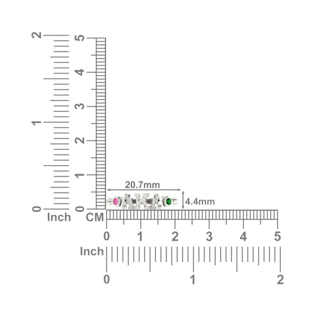 Alpha Kappa Alpha twisted Silver Ring Green and Pink Crystal (R006)