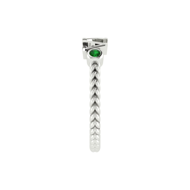 Alpha Kappa Alpha twisted Silver Ring Green and Pink Crystal (R006)
